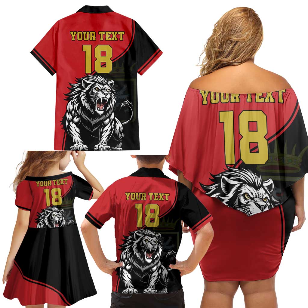 Custom Aosta Valley Family Matching Off Shoulder Short Dress and Hawaiian Shirt Lion Sporty Style - Wonder Print Shop