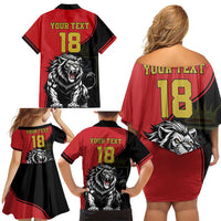 Custom Aosta Valley Family Matching Off Shoulder Short Dress and Hawaiian Shirt Lion Sporty Style - Wonder Print Shop