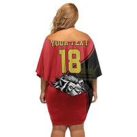 Custom Aosta Valley Family Matching Off Shoulder Short Dress and Hawaiian Shirt Lion Sporty Style - Wonder Print Shop