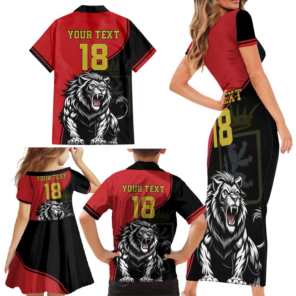 Custom Aosta Valley Family Matching Short Sleeve Bodycon Dress and Hawaiian Shirt Lion Sporty Style - Wonder Print Shop