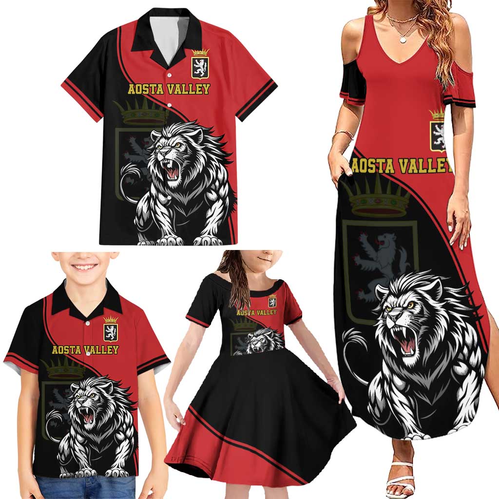 Custom Aosta Valley Family Matching Summer Maxi Dress and Hawaiian Shirt Lion Sporty Style - Wonder Print Shop