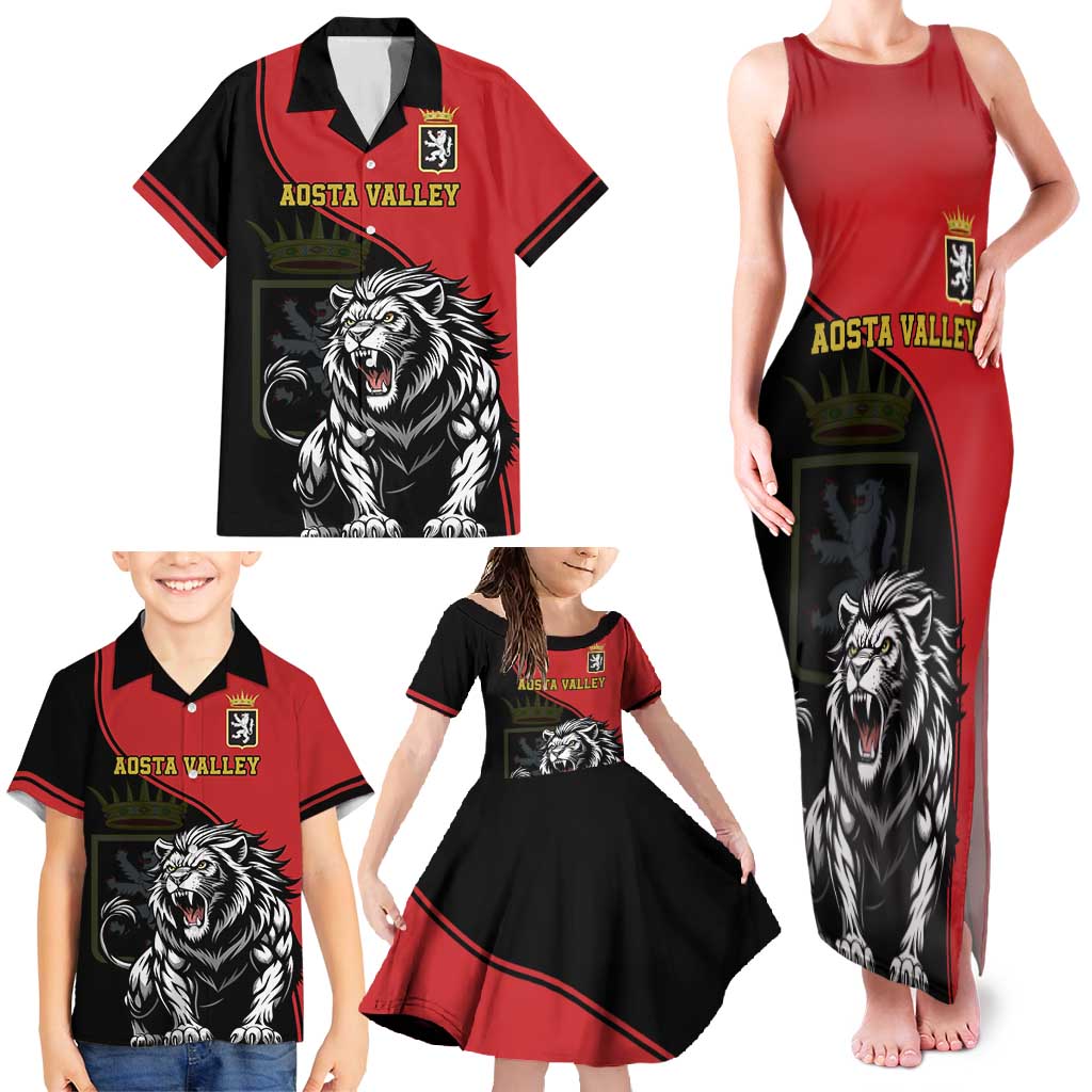 Custom Aosta Valley Family Matching Tank Maxi Dress and Hawaiian Shirt Lion Sporty Style - Wonder Print Shop