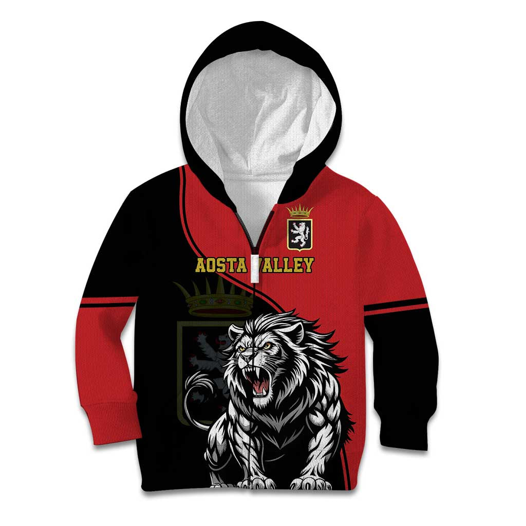 Custom Aosta Valley Kid Hoodie Lion Sporty Style - Wonder Print Shop