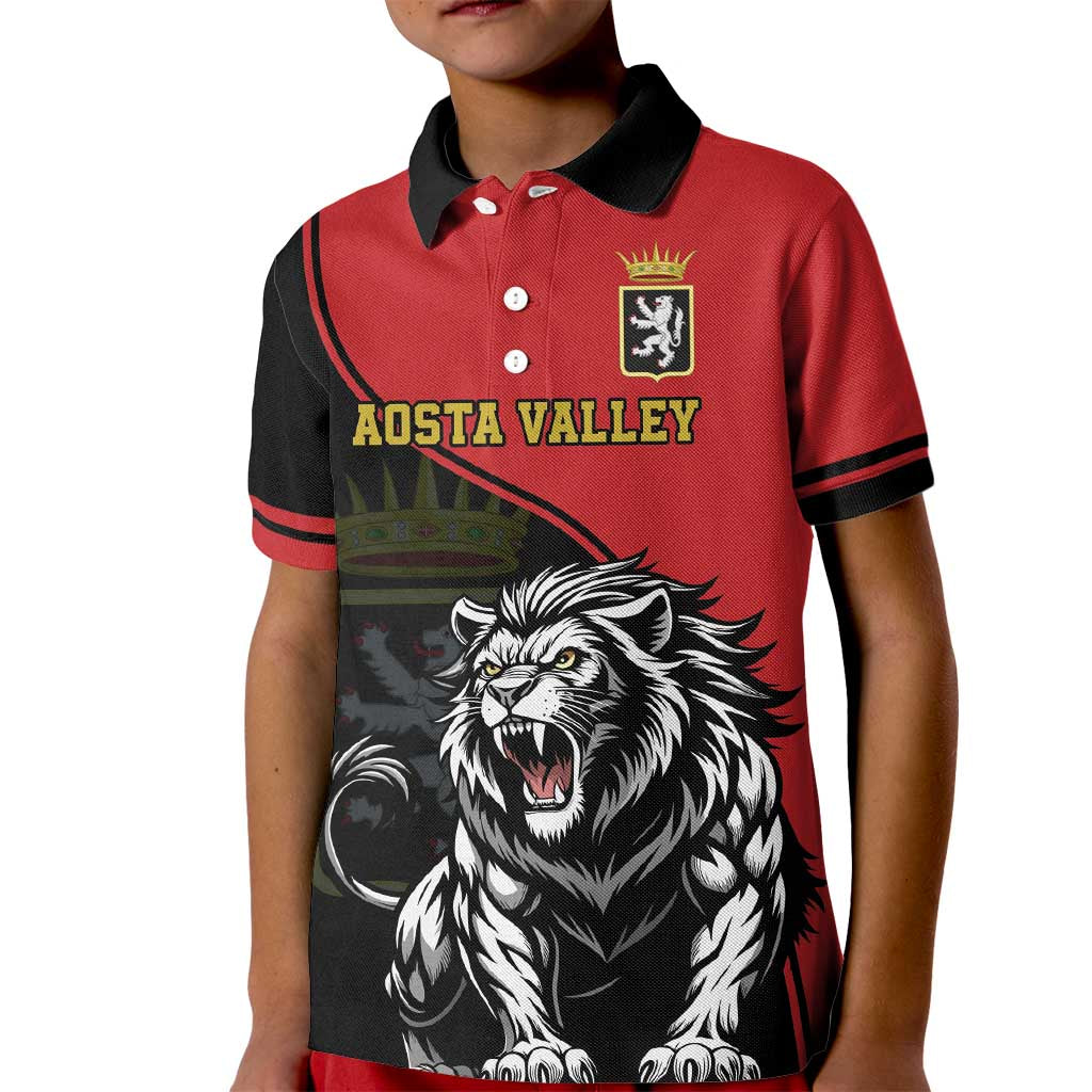 Custom Aosta Valley Kid Polo Shirt Lion Sporty Style - Wonder Print Shop