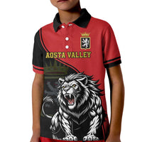 Custom Aosta Valley Kid Polo Shirt Lion Sporty Style - Wonder Print Shop