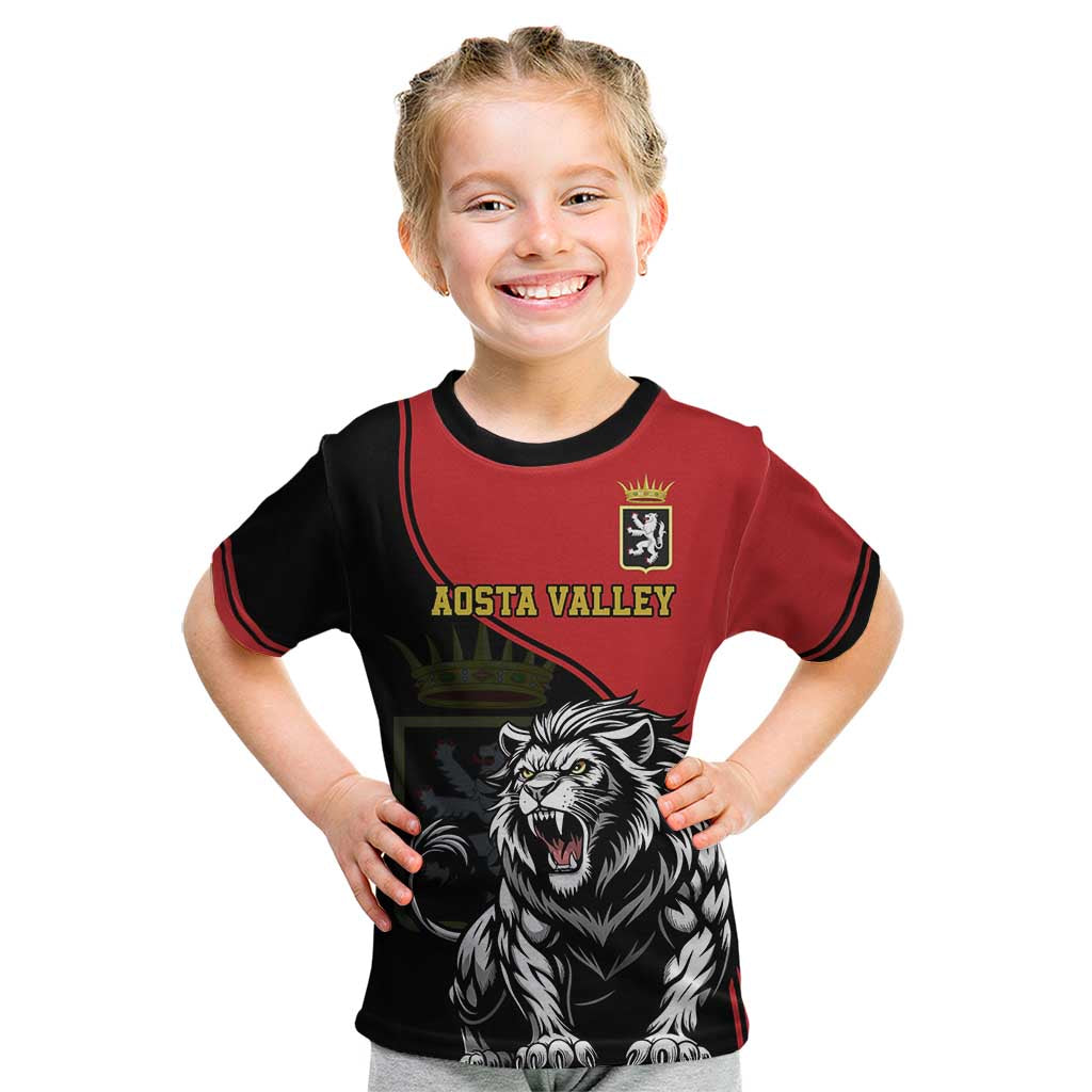 Custom Aosta Valley Kid T Shirt Lion Sporty Style - Wonder Print Shop