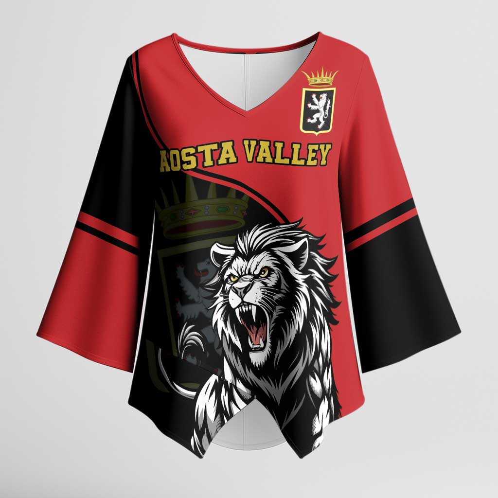 Custom Aosta Valley Kimono Sleeve Blouse Lion Sporty Style - Wonder Print Shop