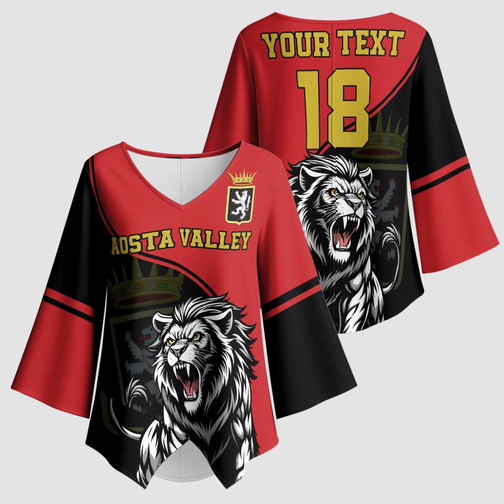 Custom Aosta Valley Kimono Sleeve Blouse Lion Sporty Style - Wonder Print Shop