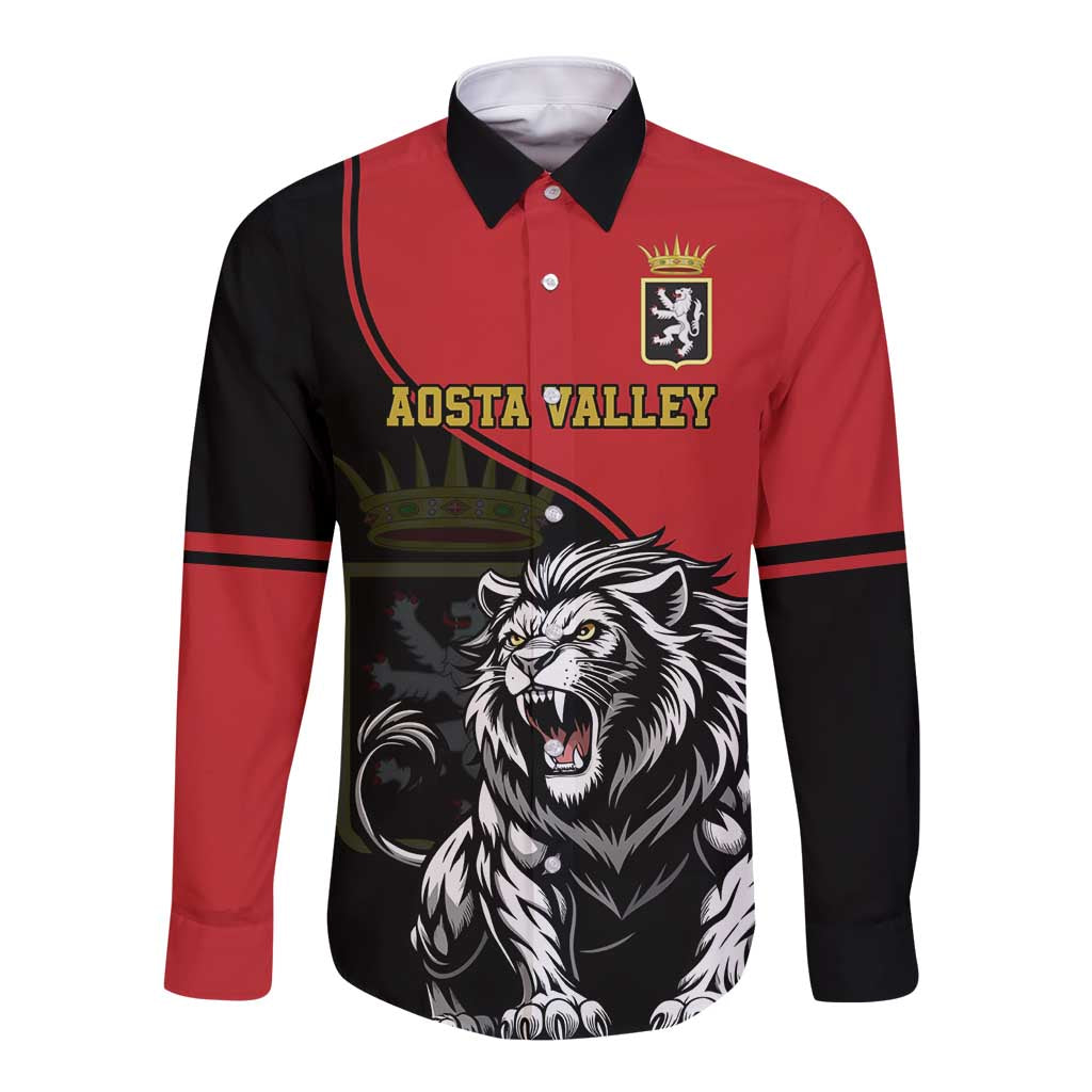 Custom Aosta Valley Long Sleeve Button Shirt Lion Sporty Style - Wonder Print Shop