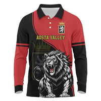 Custom Aosta Valley Long Sleeve Polo Shirt Lion Sporty Style - Wonder Print Shop