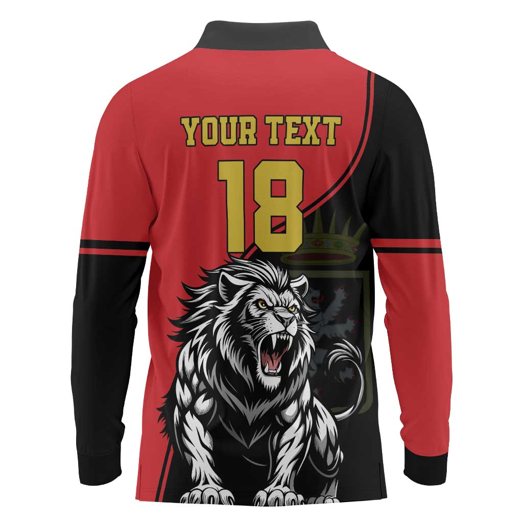 Custom Aosta Valley Long Sleeve Polo Shirt Lion Sporty Style - Wonder Print Shop