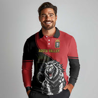 Custom Aosta Valley Long Sleeve Polo Shirt Lion Sporty Style - Wonder Print Shop