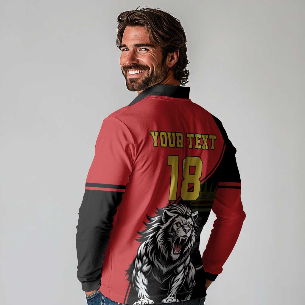 Custom Aosta Valley Long Sleeve Polo Shirt Lion Sporty Style - Wonder Print Shop