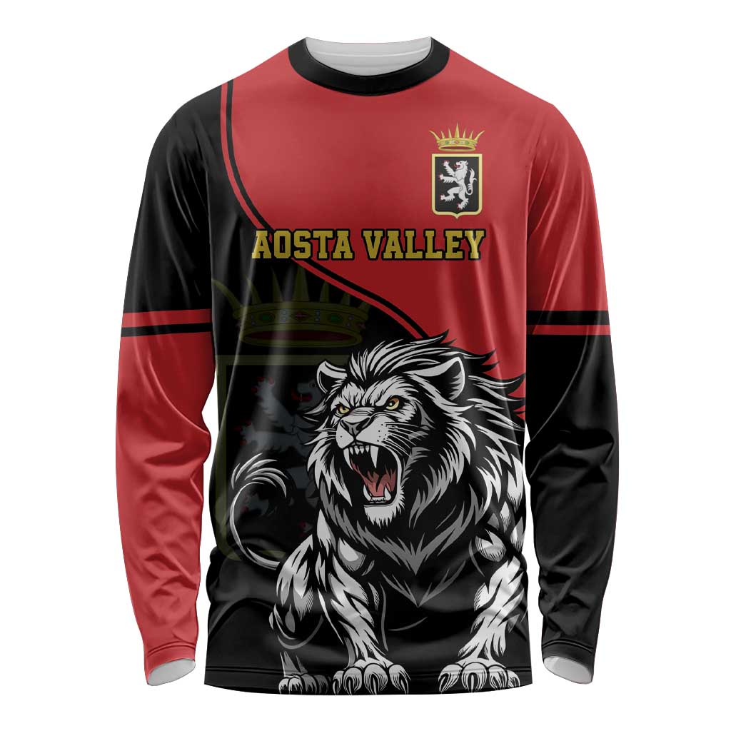 Custom Aosta Valley Long Sleeve Shirt Lion Sporty Style - Wonder Print Shop