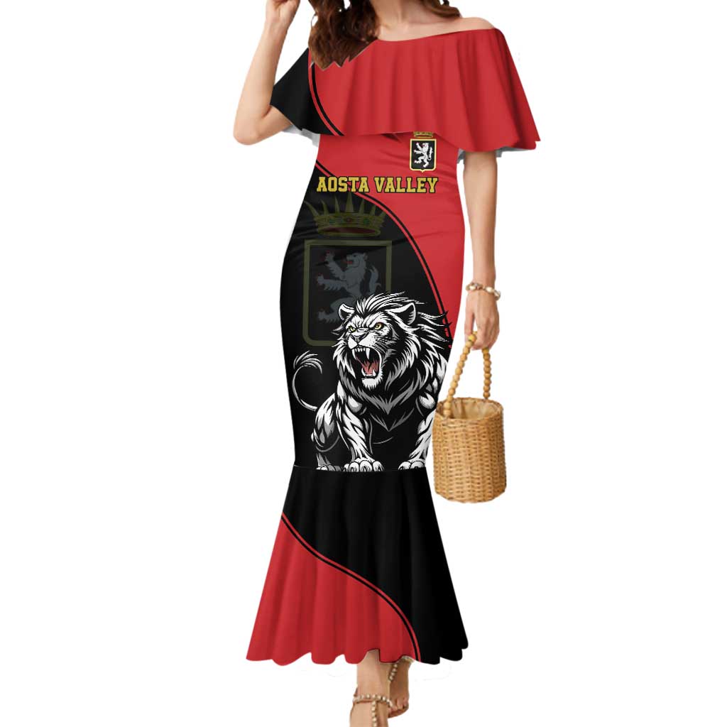 Custom Aosta Valley Mermaid Dress Lion Sporty Style - Wonder Print Shop