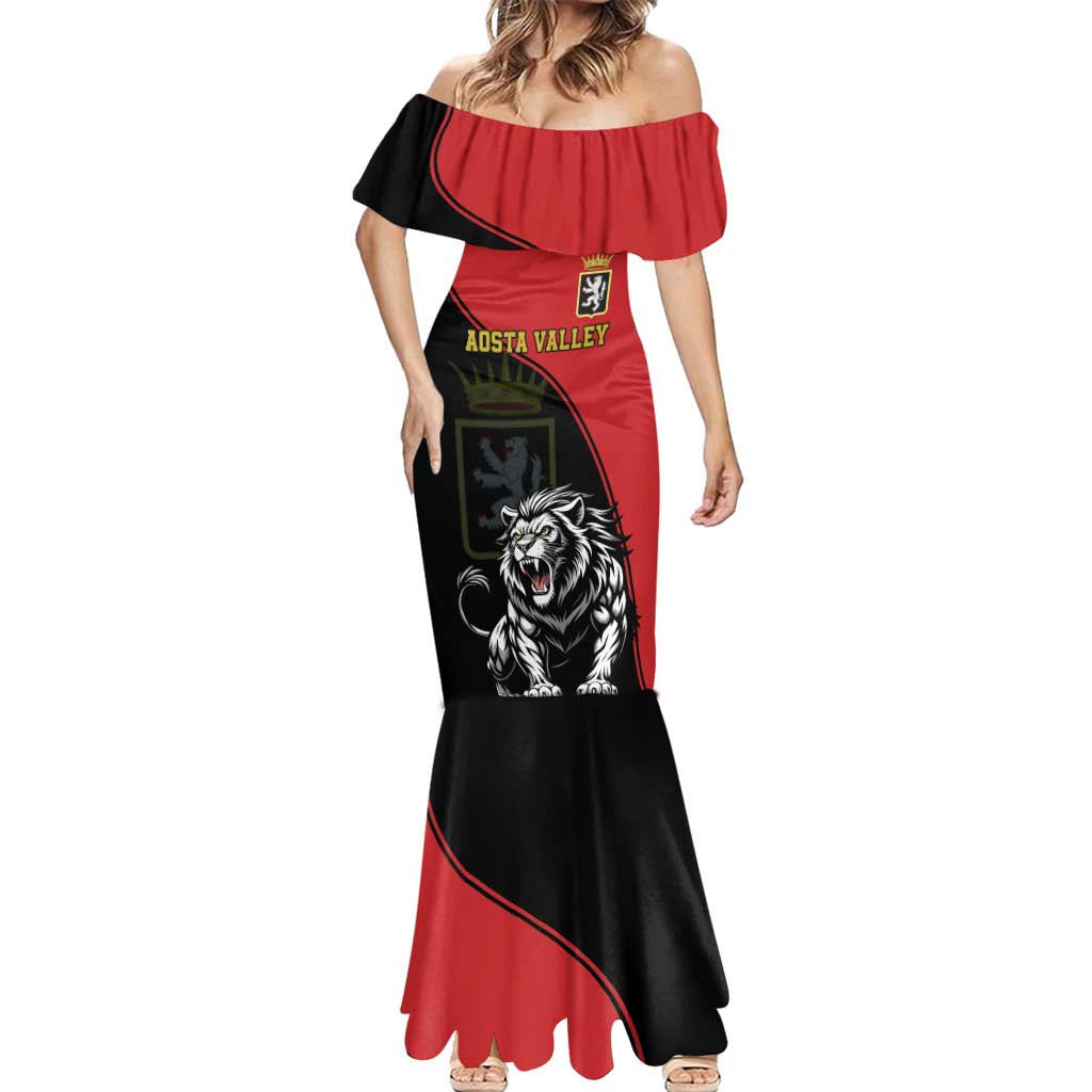 Custom Aosta Valley Mermaid Dress Lion Sporty Style - Wonder Print Shop