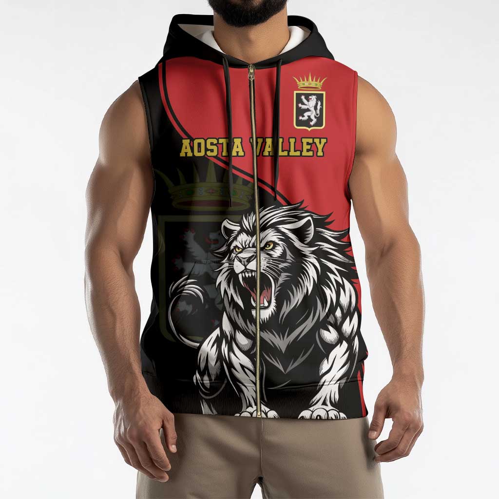 Custom Aosta Valley Sleeveless Zip Hoodie Lion Sporty Style - Wonder Print Shop