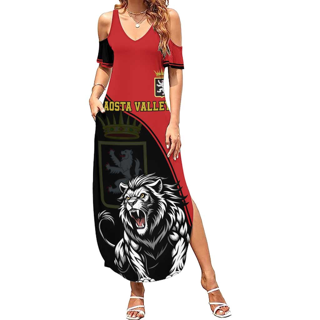 Custom Aosta Valley Summer Maxi Dress Lion Sporty Style - Wonder Print Shop