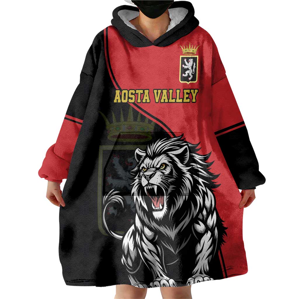 Custom Aosta Valley Wearable Blanket Hoodie Lion Sporty Style - Wonder Print Shop