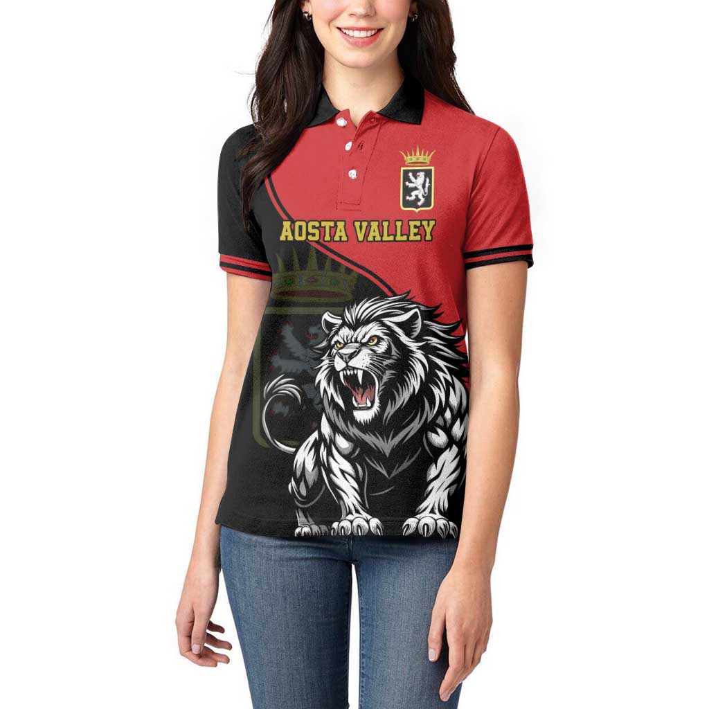 Custom Aosta Valley Women Polo Shirt Lion Sporty Style - Wonder Print Shop