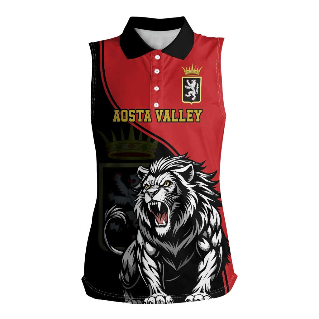 Custom Aosta Valley Women Sleeveless Polo Shirt Lion Sporty Style - Wonder Print Shop