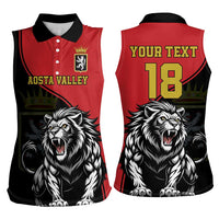 Custom Aosta Valley Women Sleeveless Polo Shirt Lion Sporty Style - Wonder Print Shop