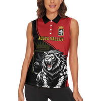 Custom Aosta Valley Women Sleeveless Polo Shirt Lion Sporty Style - Wonder Print Shop