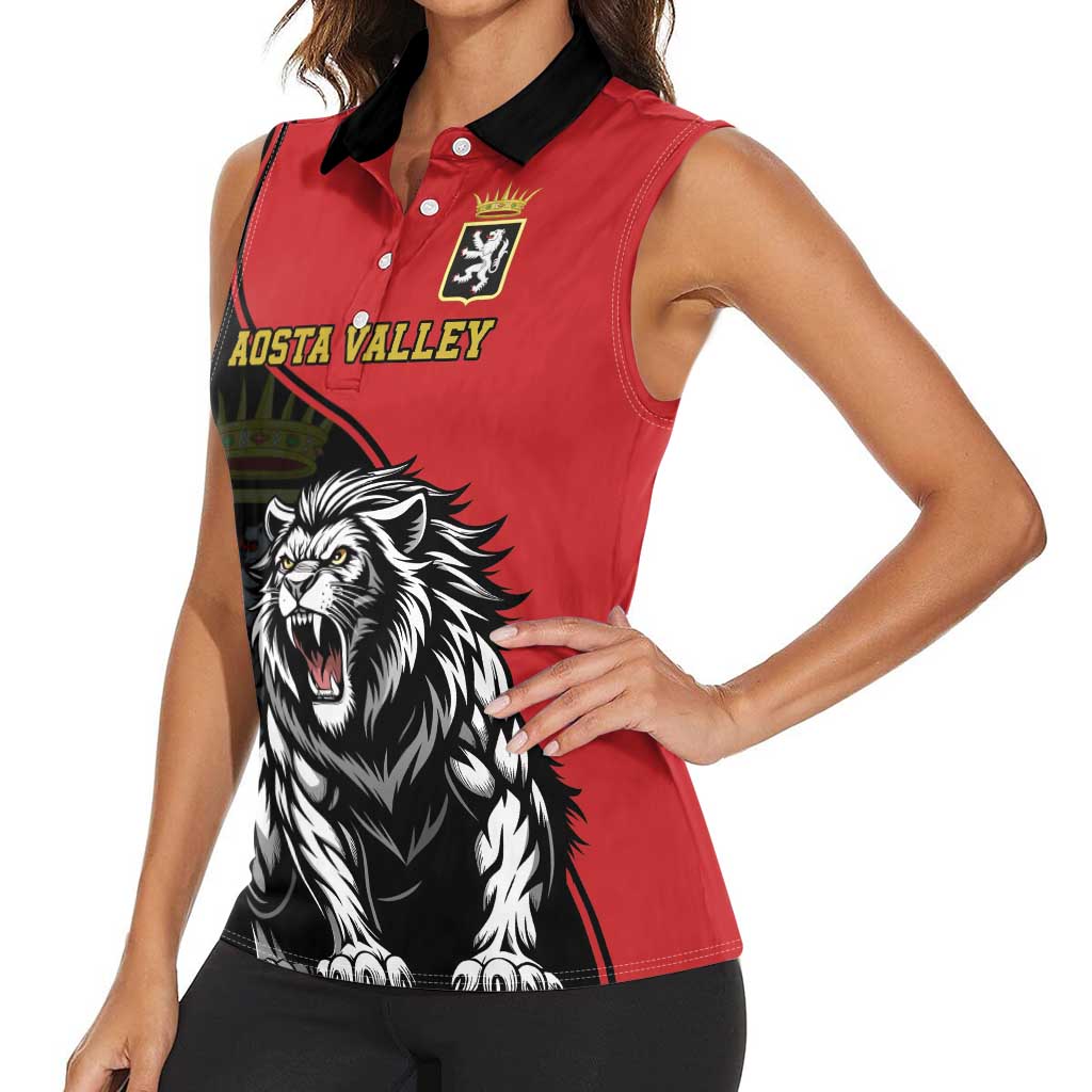 Custom Aosta Valley Women Sleeveless Polo Shirt Lion Sporty Style - Wonder Print Shop