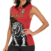 Custom Aosta Valley Women Sleeveless Polo Shirt Lion Sporty Style - Wonder Print Shop