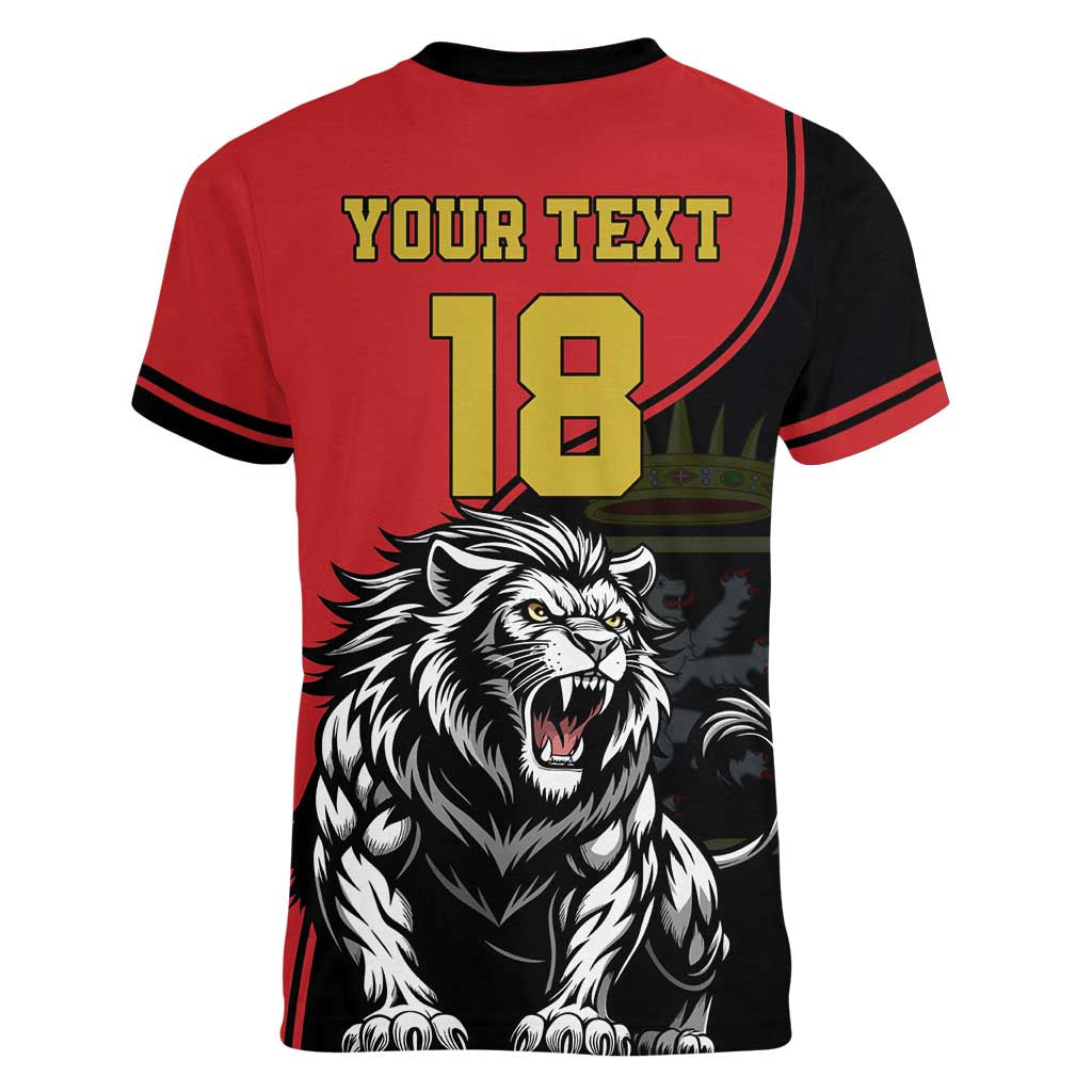 Custom Aosta Valley Women V-Neck T-Shirt Lion Sporty Style - Wonder Print Shop