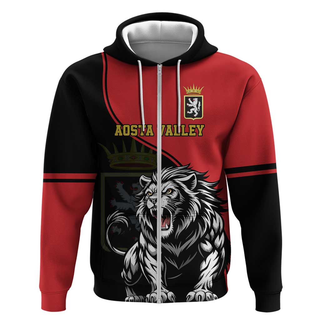 Custom Aosta Valley Zip Hoodie Lion Sporty Style - Wonder Print Shop