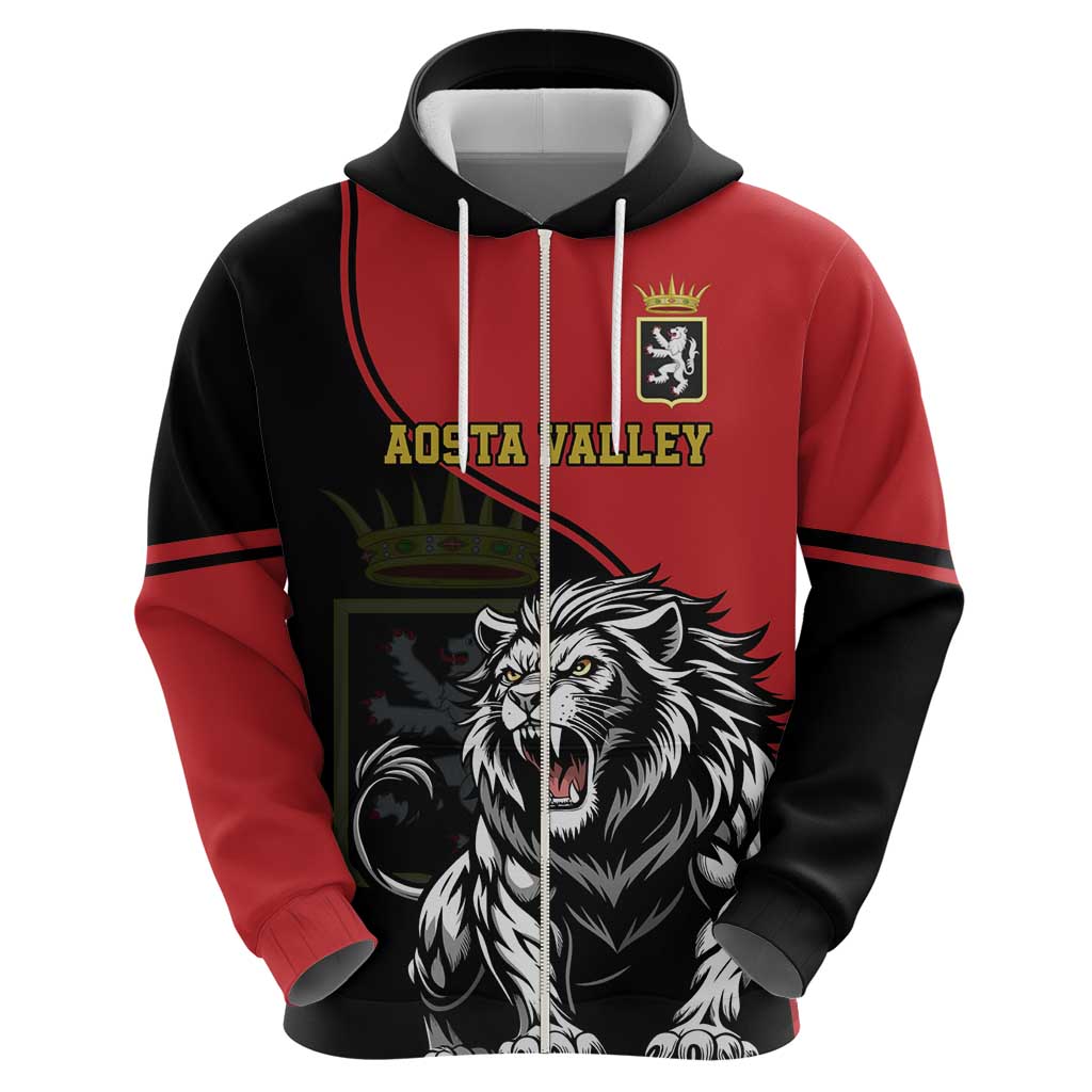 Custom Aosta Valley Zip Hoodie Lion Sporty Style - Wonder Print Shop