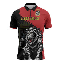 Custom Aosta Valley Zipper Polo Shirt Lion Sporty Style - Wonder Print Shop