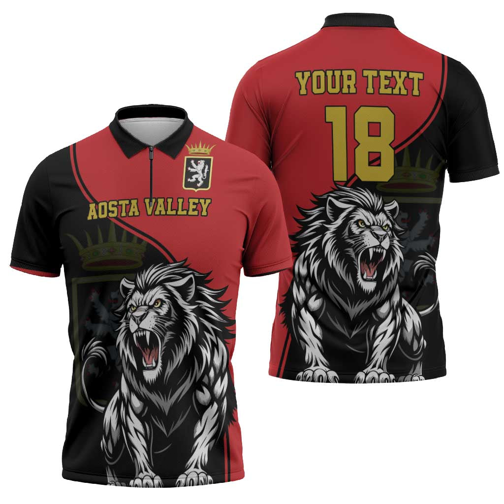 Custom Aosta Valley Zipper Polo Shirt Lion Sporty Style - Wonder Print Shop