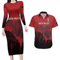 Custom Aosta Valley Couples Matching Long Sleeve Bodycon Dress and Hawaiian Shirt Mont Blanc Sporty Style - Wonder Print Shop