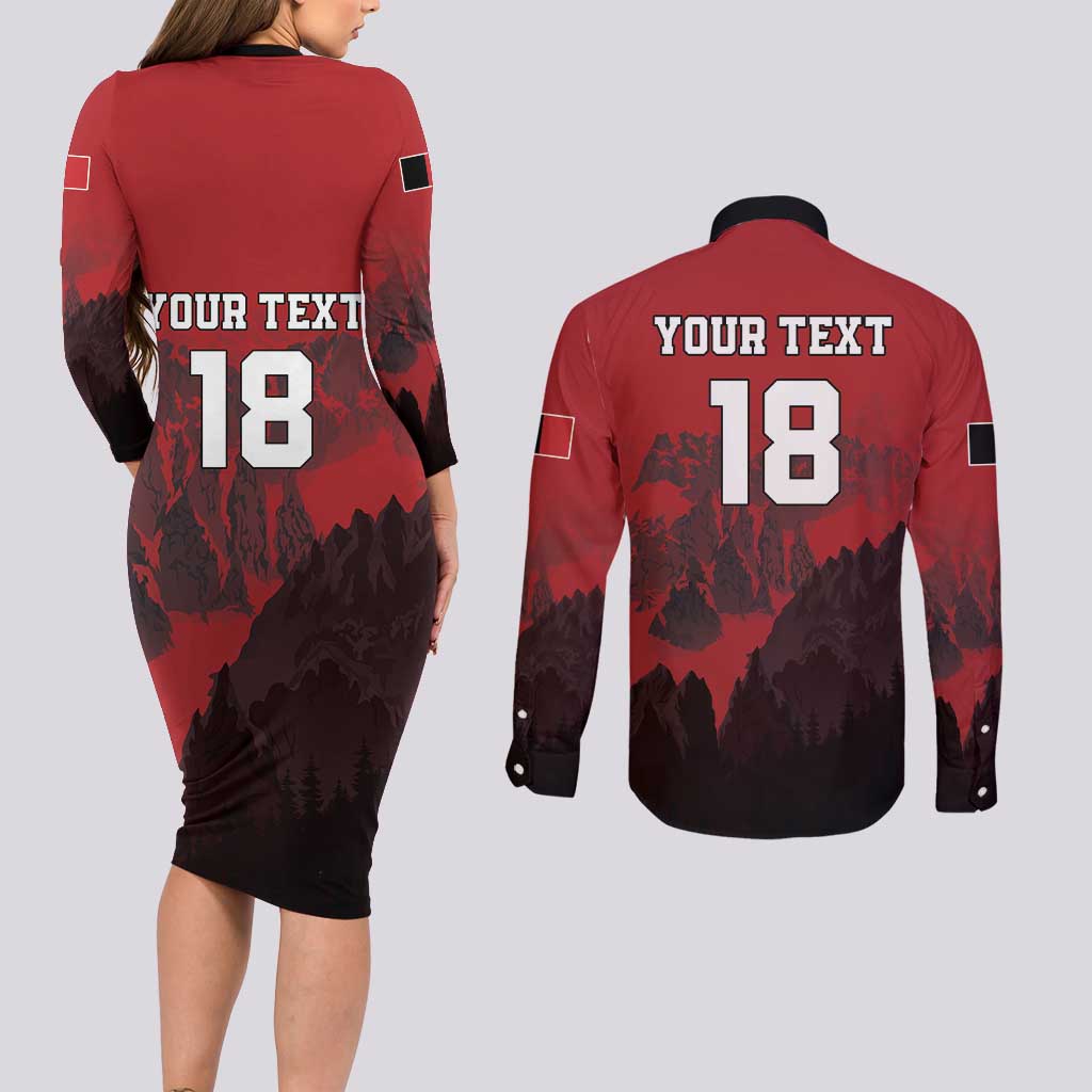 Custom Aosta Valley Couples Matching Long Sleeve Bodycon Dress and Long Sleeve Button Shirt Mont Blanc Sporty Style - Wonder Print Shop