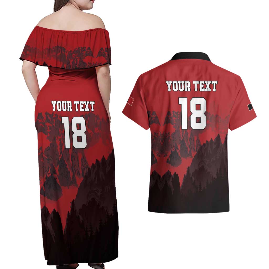 Custom Aosta Valley Couples Matching Off Shoulder Maxi Dress and Hawaiian Shirt Mont Blanc Sporty Style - Wonder Print Shop