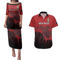 Custom Aosta Valley Couples Matching Puletasi and Hawaiian Shirt Mont Blanc Sporty Style - Wonder Print Shop