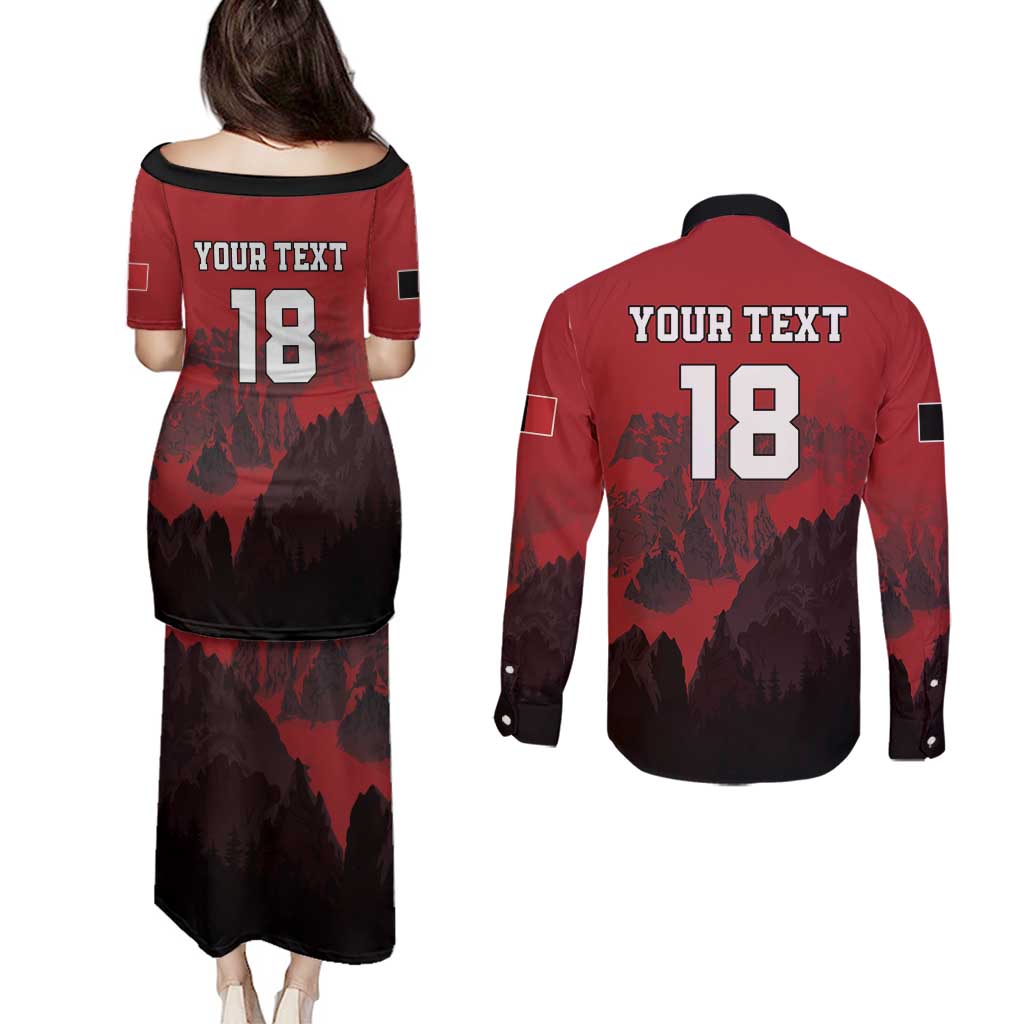 Custom Aosta Valley Couples Matching Puletasi and Long Sleeve Button Shirt Mont Blanc Sporty Style - Wonder Print Shop