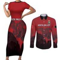 Custom Aosta Valley Couples Matching Short Sleeve Bodycon Dress and Long Sleeve Button Shirt Mont Blanc Sporty Style - Wonder Print Shop