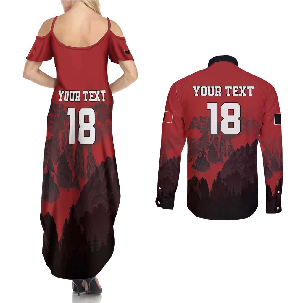 Custom Aosta Valley Couples Matching Summer Maxi Dress and Long Sleeve Button Shirt Mont Blanc Sporty Style - Wonder Print Shop