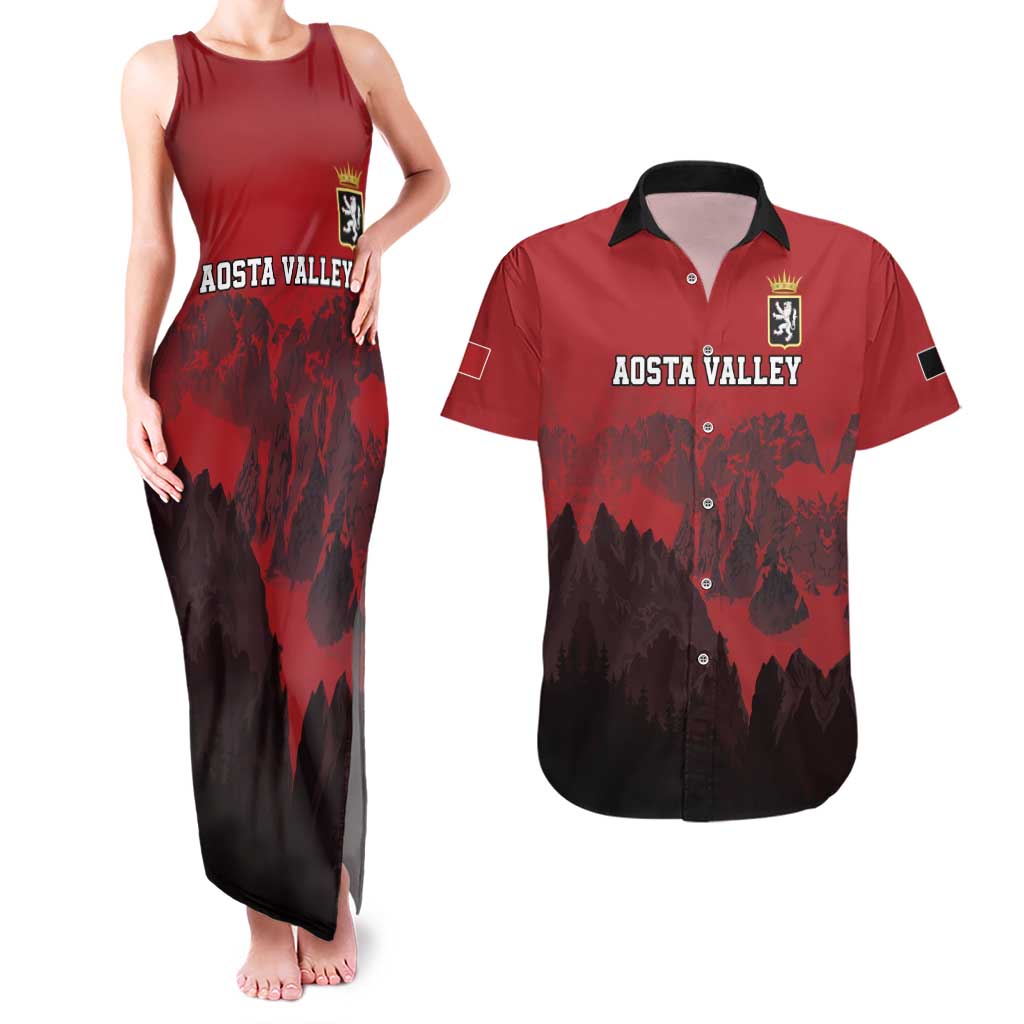 Custom Aosta Valley Couples Matching Tank Maxi Dress and Hawaiian Shirt Mont Blanc Sporty Style - Wonder Print Shop