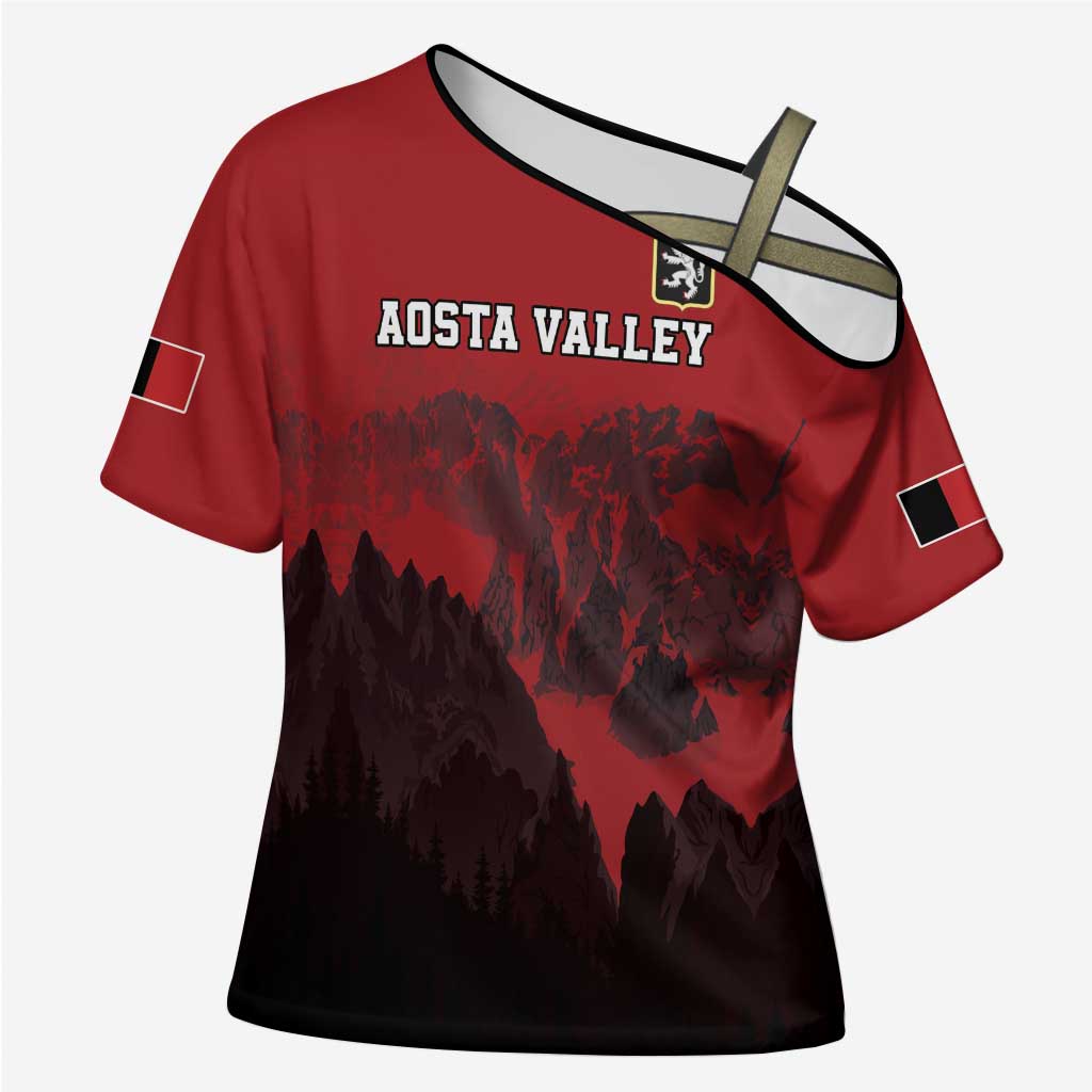 Custom Aosta Valley Cross Shoulder Shirt Mont Blanc Sporty Style - Wonder Print Shop