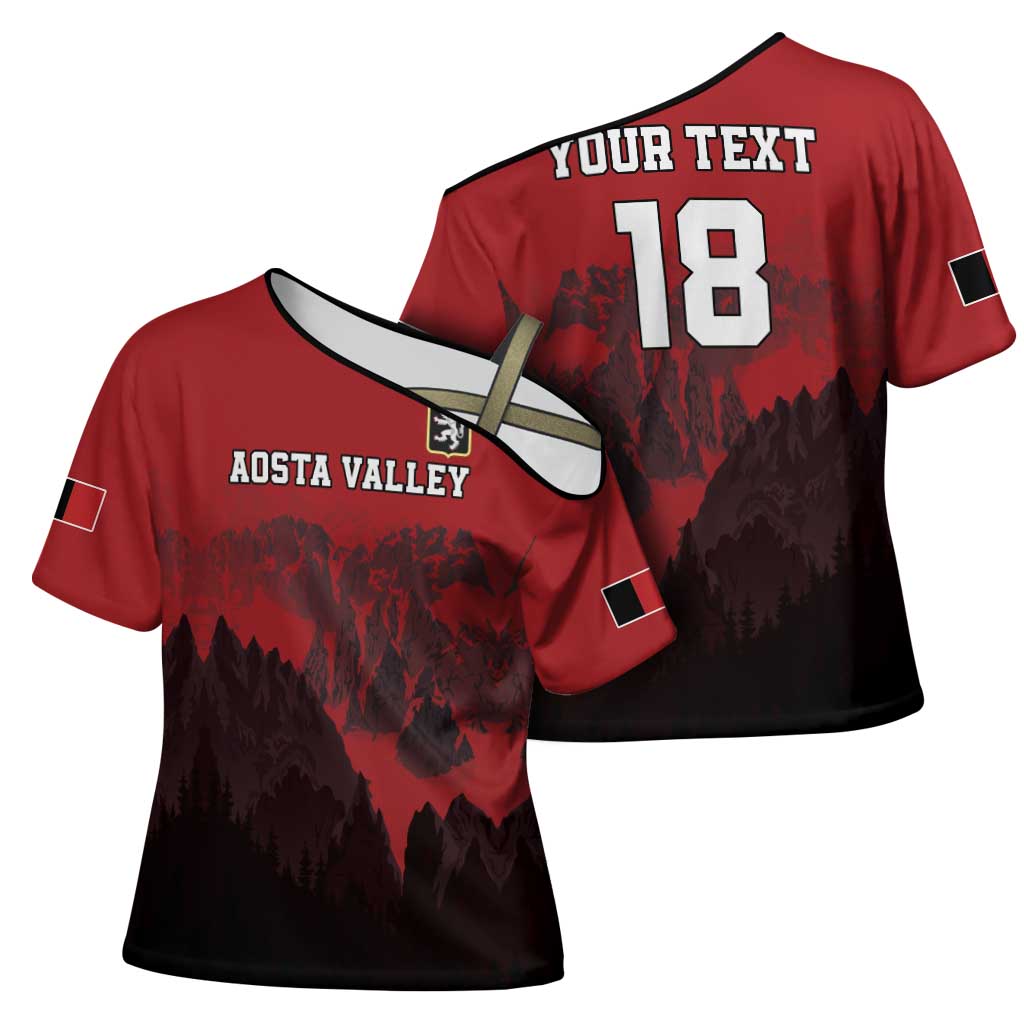 Custom Aosta Valley Cross Shoulder Shirt Mont Blanc Sporty Style - Wonder Print Shop