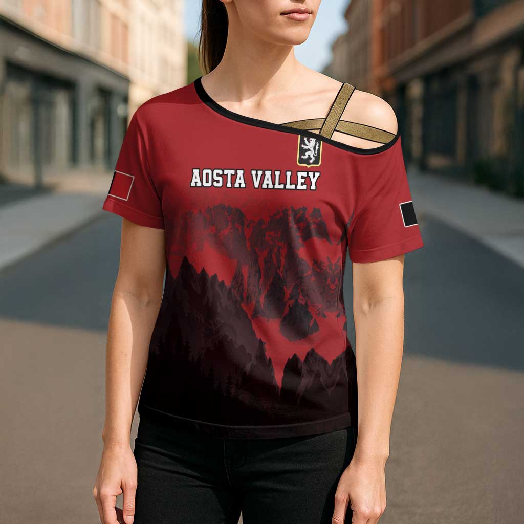 Custom Aosta Valley Cross Shoulder Shirt Mont Blanc Sporty Style - Wonder Print Shop