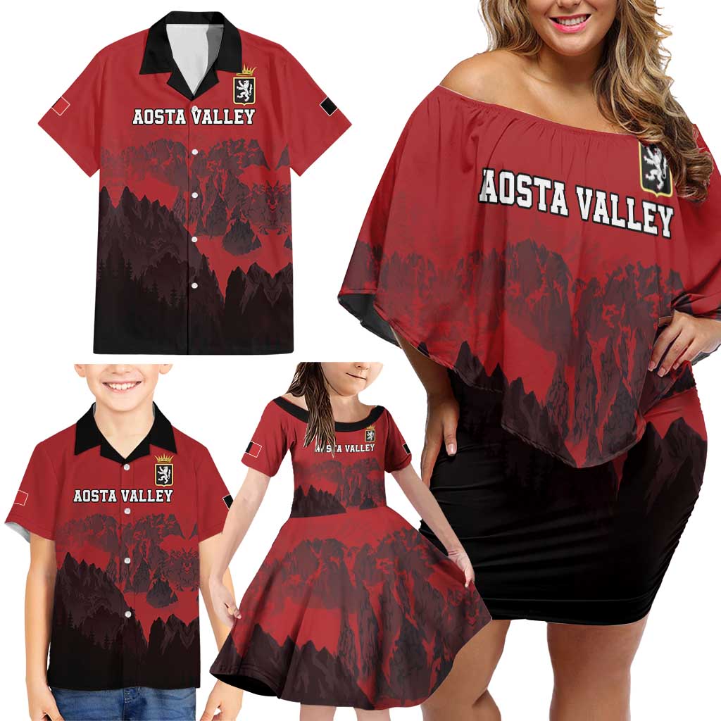 Custom Aosta Valley Family Matching Off Shoulder Short Dress and Hawaiian Shirt Mont Blanc Sporty Style - Wonder Print Shop