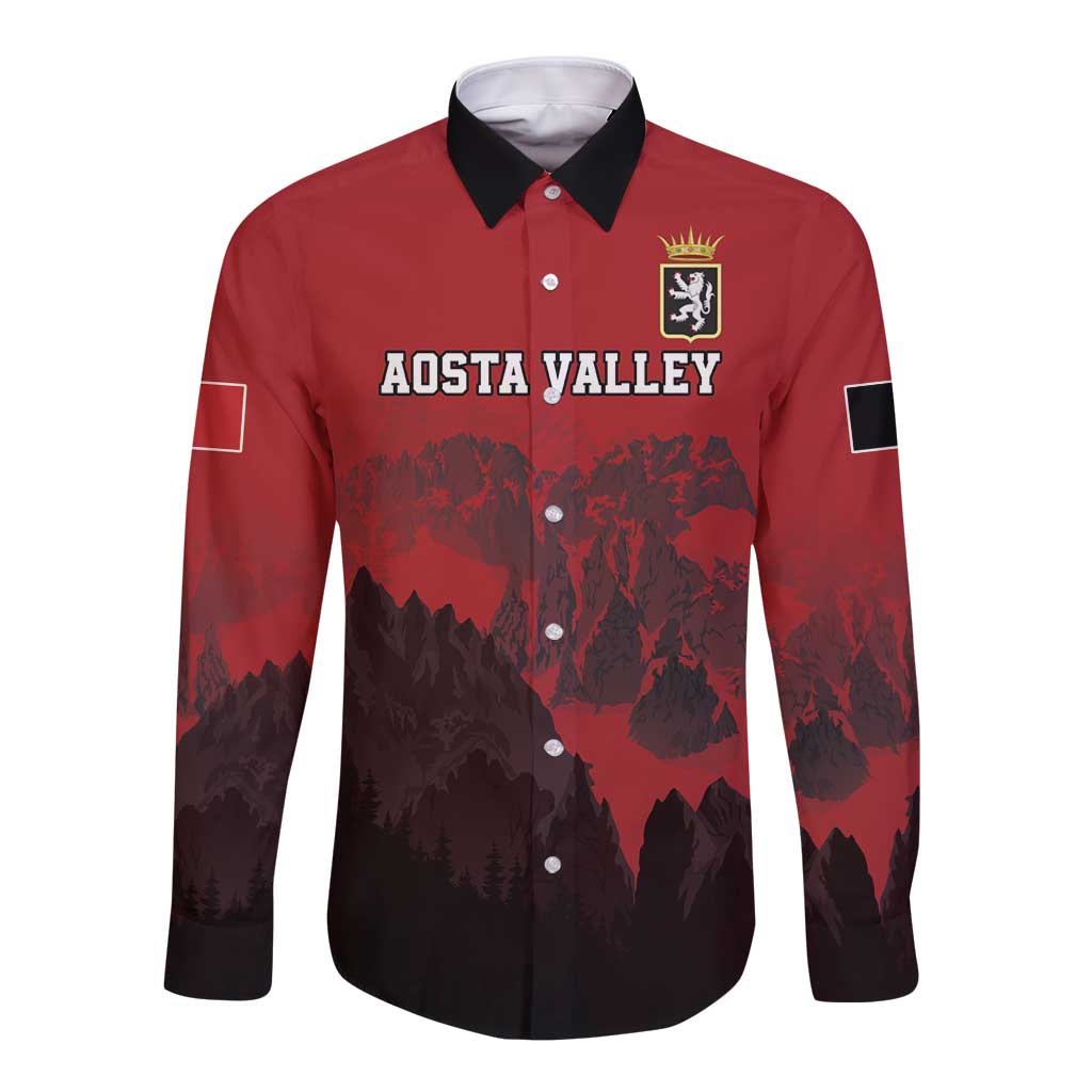 Custom Aosta Valley Long Sleeve Button Shirt Mont Blanc Sporty Style - Wonder Print Shop