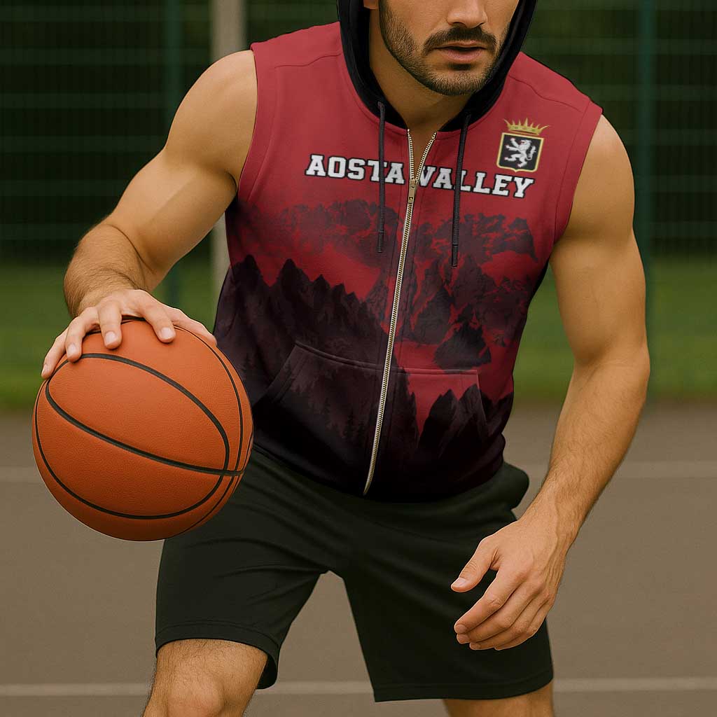 Custom Aosta Valley Sleeveless Zip Hoodie Mont Blanc Sporty Style - Wonder Print Shop