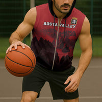 Custom Aosta Valley Sleeveless Zip Hoodie Mont Blanc Sporty Style - Wonder Print Shop