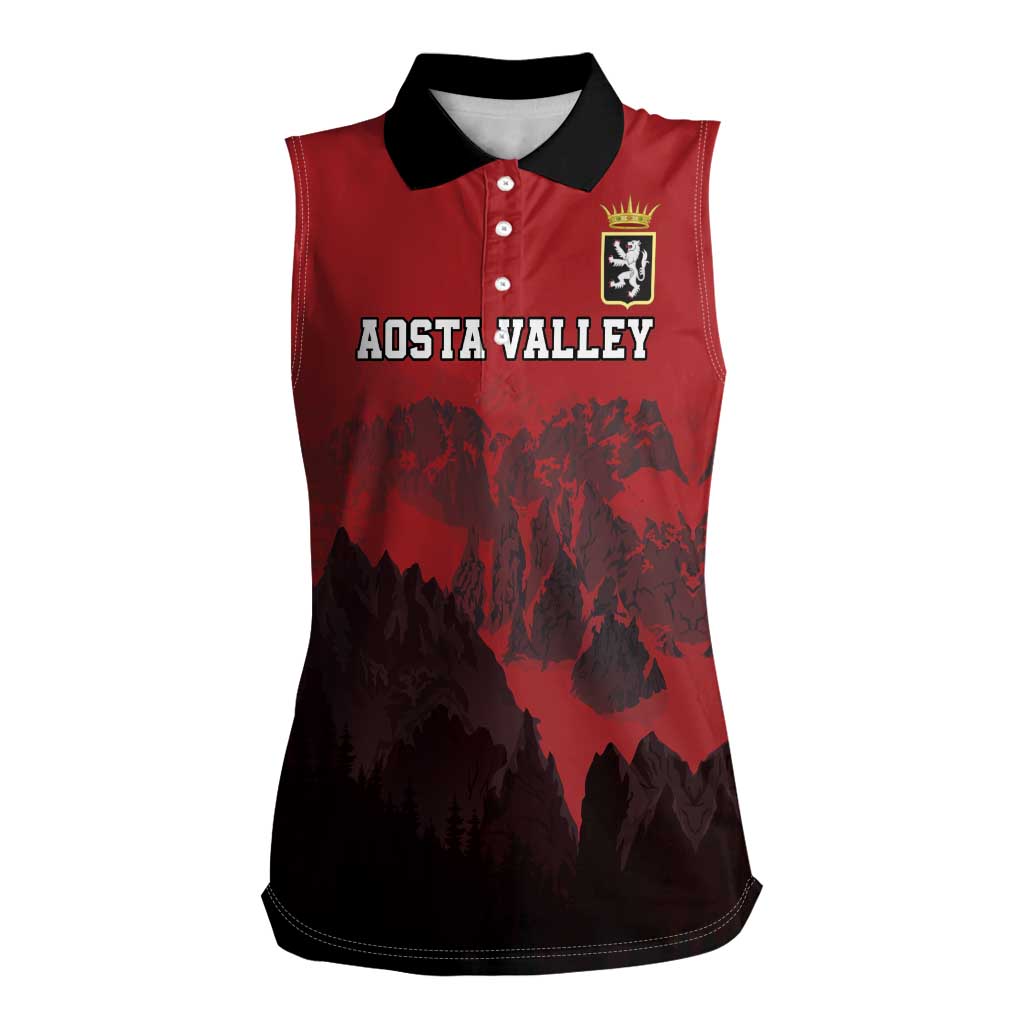 Custom Aosta Valley Women Sleeveless Polo Shirt Mont Blanc Sporty Style - Wonder Print Shop